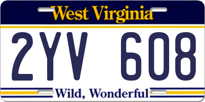 WV license plate 2YV608
