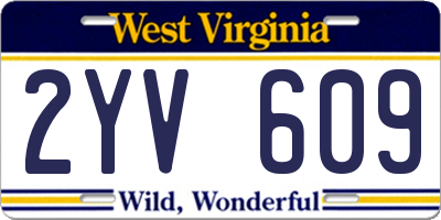 WV license plate 2YV609