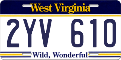 WV license plate 2YV610