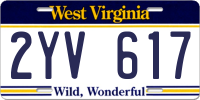 WV license plate 2YV617