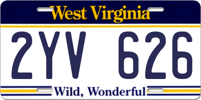 WV license plate 2YV626