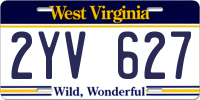 WV license plate 2YV627
