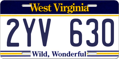 WV license plate 2YV630