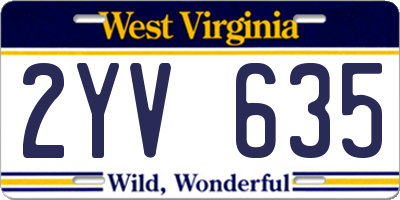 WV license plate 2YV635