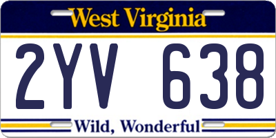 WV license plate 2YV638