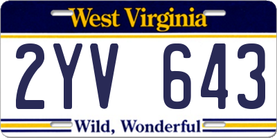 WV license plate 2YV643