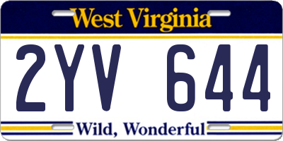 WV license plate 2YV644