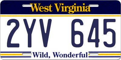 WV license plate 2YV645