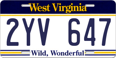 WV license plate 2YV647