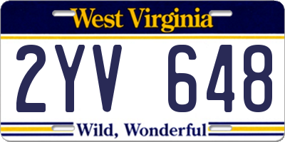WV license plate 2YV648