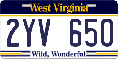 WV license plate 2YV650