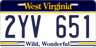 WV license plate 2YV651
