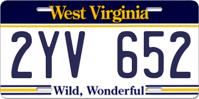 WV license plate 2YV652