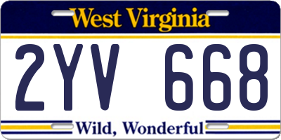 WV license plate 2YV668