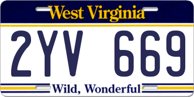 WV license plate 2YV669