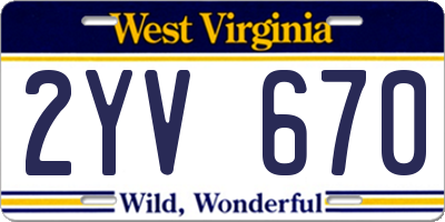 WV license plate 2YV670