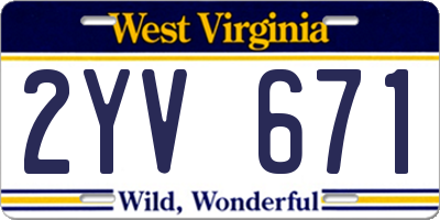 WV license plate 2YV671
