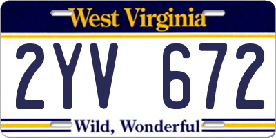 WV license plate 2YV672