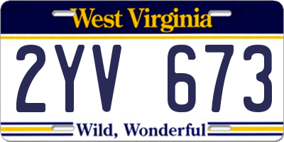 WV license plate 2YV673