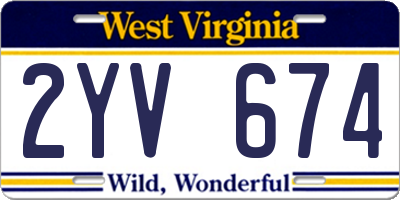 WV license plate 2YV674