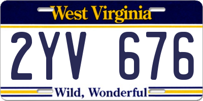 WV license plate 2YV676