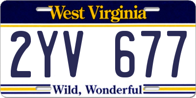 WV license plate 2YV677