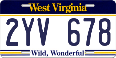 WV license plate 2YV678