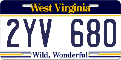 WV license plate 2YV680