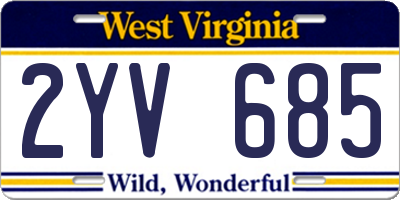 WV license plate 2YV685
