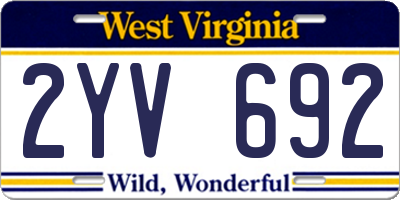 WV license plate 2YV692