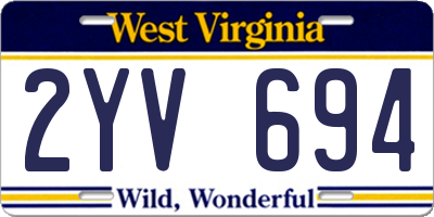 WV license plate 2YV694