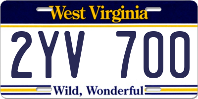 WV license plate 2YV700