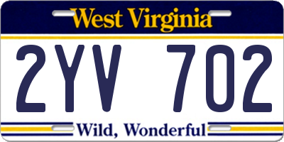 WV license plate 2YV702