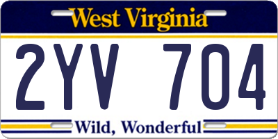 WV license plate 2YV704