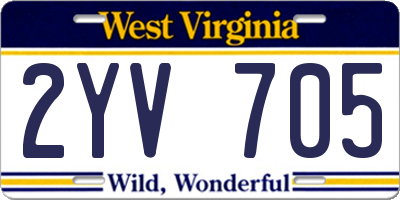 WV license plate 2YV705