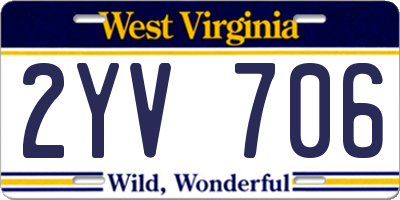 WV license plate 2YV706