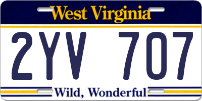 WV license plate 2YV707