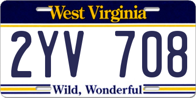 WV license plate 2YV708