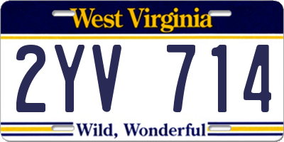 WV license plate 2YV714
