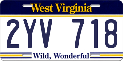 WV license plate 2YV718