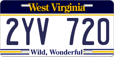 WV license plate 2YV720
