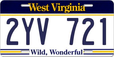WV license plate 2YV721