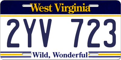WV license plate 2YV723
