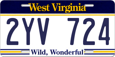 WV license plate 2YV724