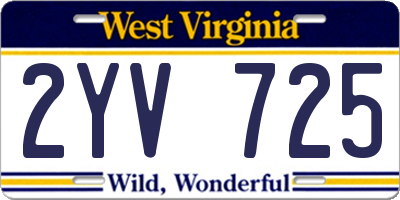 WV license plate 2YV725