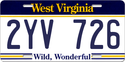 WV license plate 2YV726