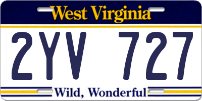 WV license plate 2YV727