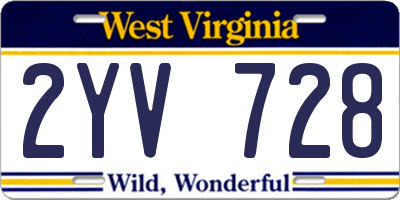 WV license plate 2YV728