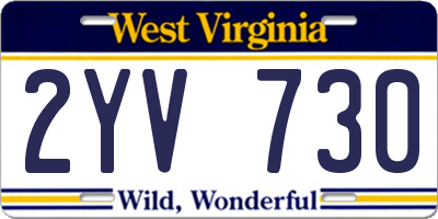 WV license plate 2YV730