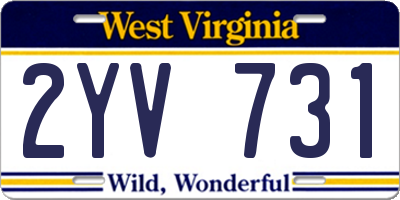 WV license plate 2YV731